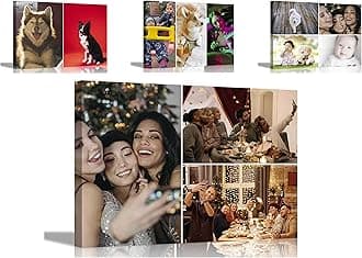 Artley Prints 3 Photos on Custom Canvas Wall Art Hanging Wall Decor Personalised Pictures Stretched and Framed Prints 30 x 20cm (12 x 8 inches) A4