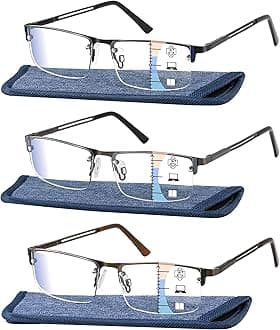 Bifocal Reading Glasses Men, No Line Progressive MultiFocus Clear Top Readers, Wide Transition Multifocal Eyeglasses