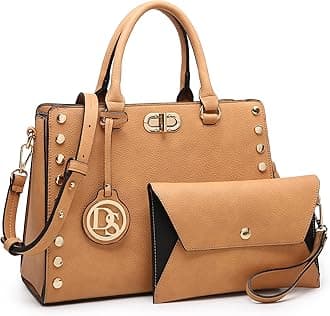 Women Medium Satchel Handbag Work Tote Shoulder Bag Top Handle Purse with Matching Clutch 2pcs Set