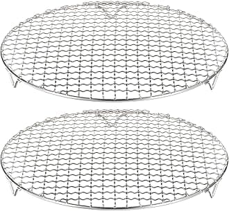 HARFINGTON 2pcs Round Cooking Rack 10.6-inch 201 Stainless Steel Cross Wire Barbecue Grill Net with 20mm Legs for Cooking Baking Steaming BBQ