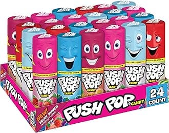 Push Pop Easter Candy Variety Pack, 24Ct Bulk Individually Wrapped Lollipops in Assorted Flavors, Full Size, Fun Hard Candy For Birthday Parties, Easter Basket Stuffers, Egg Fillers, Party Favors