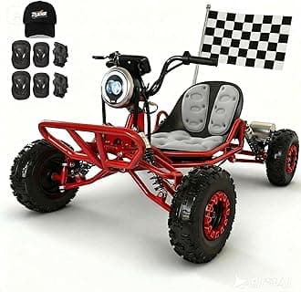 Adult & Kids Electric Go Kart, 2000W Brushless, 31MPH,3 Speeds + Reverse, Hydraulic Rear Disc Brake, 6" All-Terrain Tires, 440 lb, Off-Road Kart for Backyard & Private Property Trails（Red）