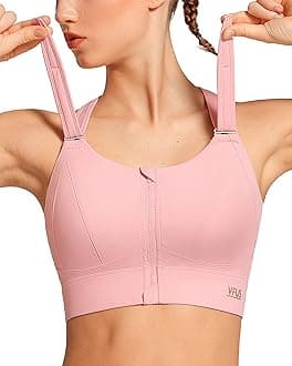 Zip Front Adjustable High Impact Sports Bras for Women Premium Quality Full Coverage Workout Running Removable Pads