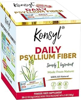 Daily Psyllium Fiber Powder - 5g Sticks, 30 Pack - Natural Unflavored Soluble Dietary Fiber Supplement - Psyllium Husk Prebiotic for Digestive Support and Gut Health - Sugar Free, Keto & Vegan