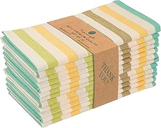 FINGERCRAFT Cloth Napkins 100% Cotton Soft Yarn Cloth Set of 12 Table Napkins High GSM Napkins 20in x 20in Washable and Reusable for Kitchen Hotels Wedding