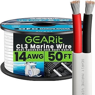 GEARit 14 Gauge Marine Wire, 14/2 AWG (50ft) Marine Grade Tinned Copper Oxygen Free, Duplex 2-Conductor Insulated Red & Black Electrical Cable for Boat, Automotive, RV, Camper, Trailer