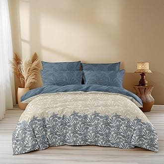 LOOMLYFE 300 TC Cotton Floral All Season King Size Ac Comforter || Blanket || Duvet With 1 King Size Flat Bedsheet 108X108 Inch And 2 Large Pillow Cover - 4 Piece Comforter Set - Bluecoconut