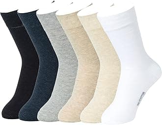 7DayOtter 98% Cotton Rich Dress Socks for Business Mens Womens Casual Socks 6Pack