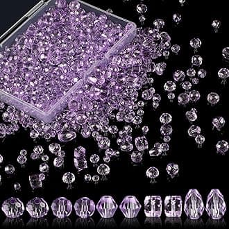 Crystal Beads, 600 Pcs Glass Beads, Assorted Crystal Beads for Jewelry Making, Rondelle Jewelry Beads with Container Box, Glass Beads Bulk for DIY Necklace Bracelet Earring(4/6/8mm, Purple)