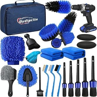 Qydipclin 23Pcs Car Detailing Kit, Car Detailing Brush Set, Car Wash Cleaning Kit, Car Detailing Brushes, Professional Car Care Kit for Interior Exterior Wheels, Blue