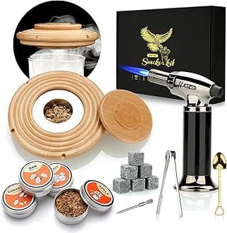 Cocktail Smoker Gifts for Men with Torch, Old Fashioned Smoker Kit & Whiskey Stones for Cocktails, Whiskey, Bourbon, Wine, Meats - Christmas Birthday Whiskey Gifts for Dad (No Butane)