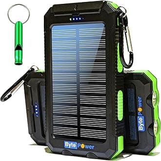 Solar Charger Power Bank 20000mAh, Portable Solar Pone Charger with Compass,Carabiner, Whistle,Flashlights,Solar Panel Charger,Camping Gear Accessory (Green)