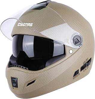 Steelbird Rox Cyborg ISI Certified Full Face Helmet for Men and Women with Inner Smoke Sun Shield and Outer Clear Visor
