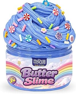 HOTKEI Periwinkle Color Lavender Scented Butter Slime for Kids 3 to 10 Years Kit Set with Sprinkles Candy Charms Soft Stretchy Toy Slime Gel Birthday Return Gift Toys for Kids Boys Girls Birthday