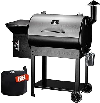Wood Pellet Smoker Grill, 8 in 1 BBQ Grill with Auto Temperature Control, 697 sq in Cooking Area for Backyard, Patio and Outdoor Cooking, 7002E, Sliver