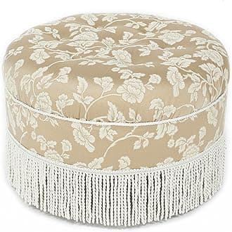 Jennifer Taylor Home Yolanda Collection Traditional Modern Cotton Blend Hand Tufted With Cord and Fringe Round Ottoman, Neutral