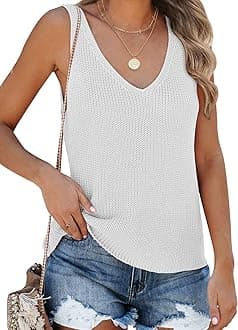 Tutorutor Womens Summer Sleeveless V Neck Sweater Vest Fall Knitted Loose Cami Tank Tops