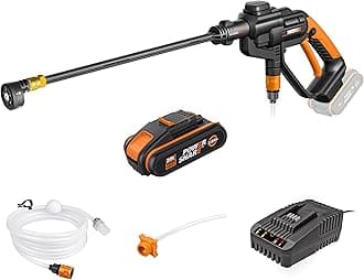 WG620E.6 18V(20V MAX) Cordless 22 Bar Hydroshot Portable Pressure Washer with 2.0 Ah Battery, PowerShare, 120 L/H Compact Pressure Cleaner, Suitable for Patio Cleaning and Car Washing