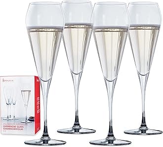 Spiegelau Willsberger Champagne Flutes, Elegant Crystal Champagne Glasses Gift Set, Perfect for Prosecco, Sparkling Rose, Mocktails, Home Bar Accessories, Housewarming, Wedding Gifts, 8.5 oz, Set of 4