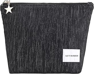 Makeup Bag Zipper Pouch Travel Cosmetic Organizer, Elegant Roomy Cosmetic Bag, Women Makeup Organizer and Travel Toiletry Bag for Gift (Black)