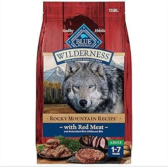 Wilderness Rocky Mountain Recipe High Protein Natural Adult Dry Dog Food, Red Meat with Grain 13 lb Bag