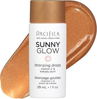 Beauty Sunny Glow Bronzing Drops with Vitamin C, Skin Tint Illuminator, Liquid Bronzer, Dewy Healthy Glow, Silky Sunkissed Skin, Vegan and Cruelty Free, 1 fl oz