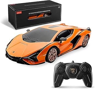 - BEZGAR Licensed RC Series, 1:24 Scale Remote Control Car Lambo Sián FKP 37 Electric Sport Racing Hobby Toy Car Model Vehicle for Boys and Girls Teens and Adults Gift (Orange)