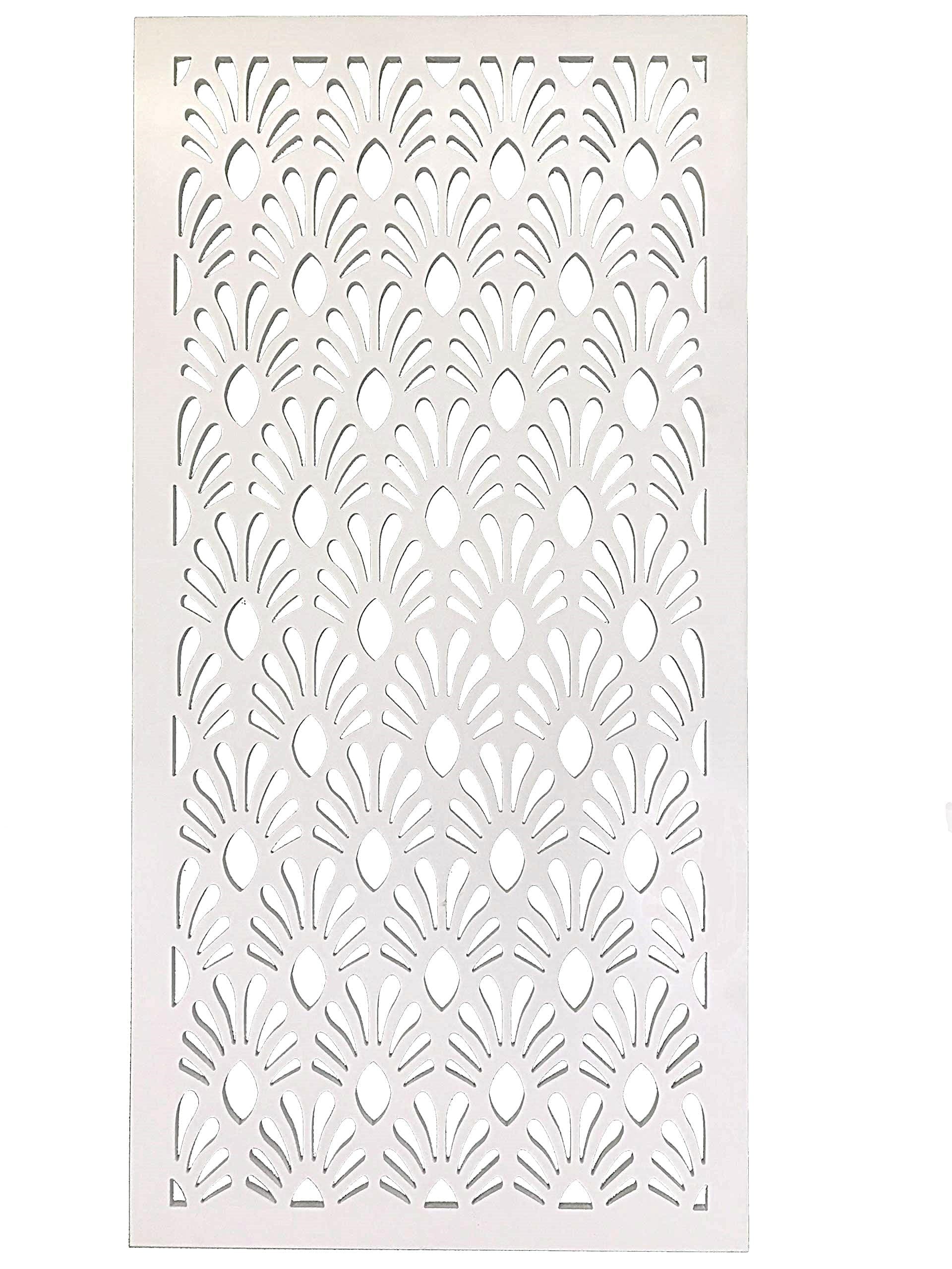 VIMA (Pineapples) Decorative Wall Art Panel - 48" L x 24" W x 3/8" H, White Color PVC Board Panel with Private Screen Fence Design for Home Renovation & Wall Décor