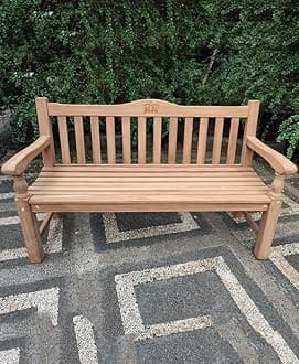 Garden Bench Outdoor Wooden 100% Solid Teak Wood Extra Thick Crown Bench Balcony Patio Furniture (Fully Built Bench)