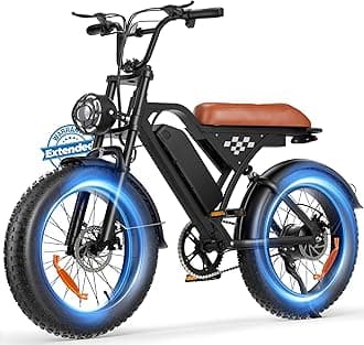 Electric Bike for Adults, 1000W Ebike, 20" Fat Tire, 55 Miles Full Suspension Electric Dirt Bike, 374.4Wh Battery, 20mph Long Seat Electric Bicycle for Mountains, Snow, Sand, Road, UL2849 Certified