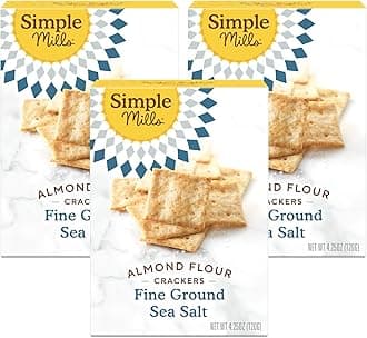 Simple Mills Almond Flour Crackers, Fine Ground Sea Salt - Gluten Free, Vegan, Healthy Snacks, 4.25 Ounce (Pack of 3)