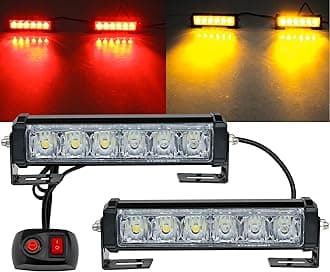 STDYSUN LED Emergency Strobe Lights Bar 2Pcs Red Yellow Double Color Warning Police Grille Lights Bar Surface Mount Fit for Motorcycle POV Utility Vehicle Construction Vehicle and Tow Truck Van