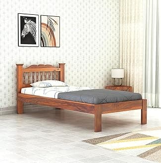 Wooden Arch Single Bed Without Storage | Space Saving Single Size Bed for Bedroom | Solid Sheesham Wood, Honey Finish, Mattress Size: 78x36 Inch
