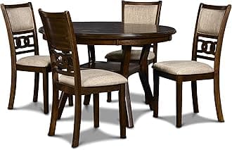 New Classic Furniture Gia 5-Piece Round Dining Set with 1 Dining Table and 4 Chairs, 47-Inch, Cherry