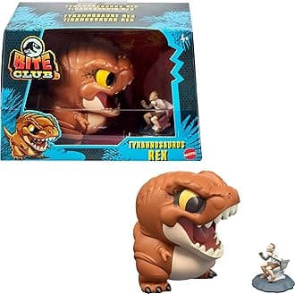 Mattel Jurassic World Bite Club Dinosaur Action Figure & Accessory, Tyrannosaurus Rex Chubby-Stylized Toy Collectible