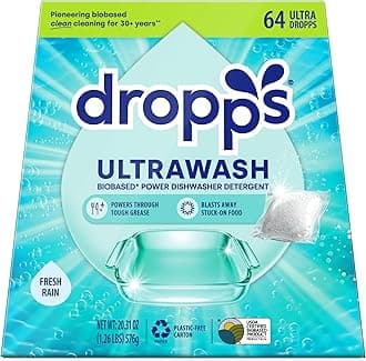 UltraWash Dishwasher Pods, Fresh Rain (64 Count) - Biobased Power Deep Clean Dishwasher Detergent Tablets for Sparkling Shiny Dishes - No Rinse Aid or Pre-Wash Needed - Dishwashing Pods