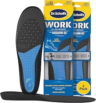 Work Insoles (Pack 2) // All-Day Shock Absorption and Reinforced Arch Support That Fits in Work Boots and More (for Men's 8-14, Also Available for Women's 6-10)