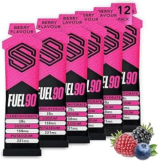 Fuel90 Quick Release Energy Gels (12 Pack), Sports Gels with Carbohydrates and Electrolytes (Mixed Berry)
