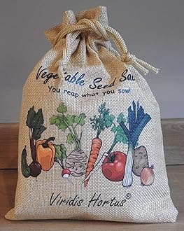 Viridis Hortus - Vegetable Seed Sack Containing 30 Different Varieties of Seeds Ready to Grow for Women, Kids, Beginners, Gardeners Gift with Sowing & Growing Instruction Booklet. Grow Your Own Garden