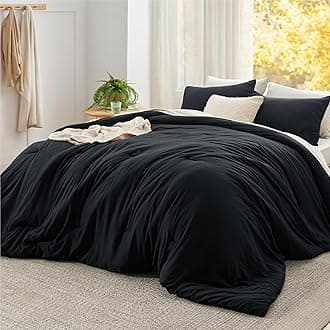 Bedsure Super King Comforter Set, Black Soft Prewashed Bedding for All Seasons, 3 Pieces GentleSoft™ Bed Set, 1 Lightweight Comforter (120"x120") and 2 Pillowcases (20"x36")