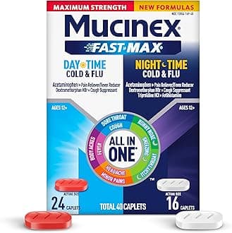 Fast-Max Maximum Strength Day & Night Cold and Flu Medicine for Adults, Powerful Over-the-Counter Medication for Cold & Flu Symptoms, Fast Release Caplets, 40 Count