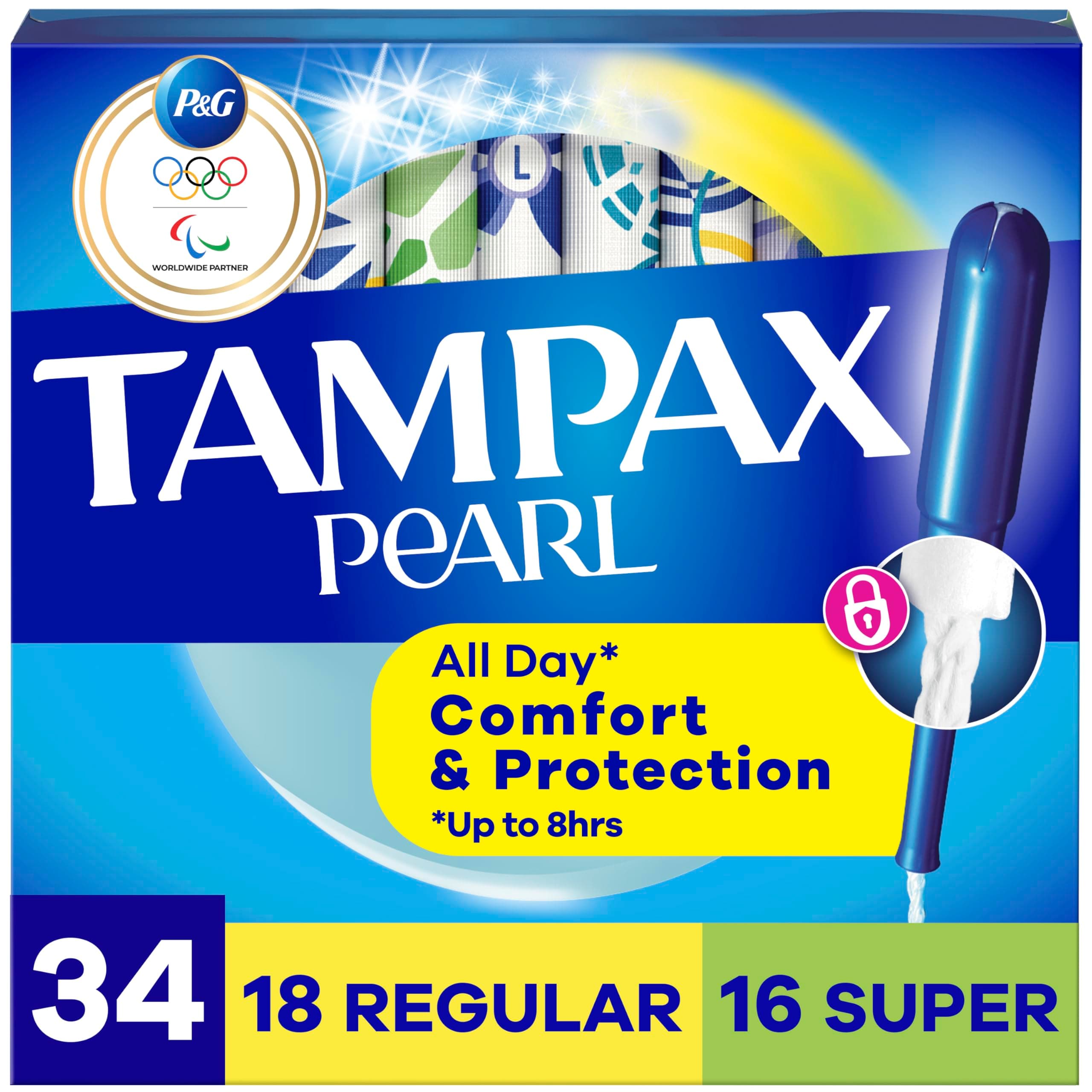 Pearl Absorbency with Leak Guard Braid Duo Unscented Tampons, Regular/Super, 34 Count