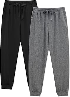 EA'S SECRET Men's 100% Cotton Pajama Bottoms Stretch Waist Soft Drawstring Sleep Lounge Pj Pants with Pockets