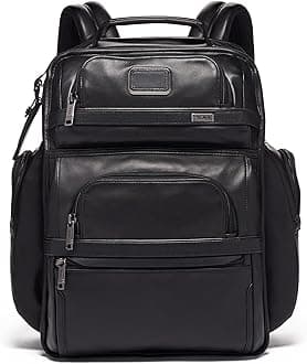 Alpha Brief Pack - Men's and Women's Work and Travel Laptop Backpack with Padded Adjustable Strap - Fits Up to 15" Screen - Black Leather