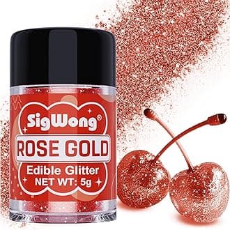 Rose Gold Edible Glitter - 5g Food Grade Cake Decorating Shimmering Glitter, Edible Sprinkle Luster Dust for Drinks, Chocolates, Fondant, Strawberries, Cupcakes, Candy, Easter Cookie - Vegan