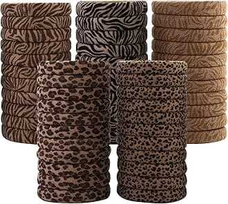 50PCS Seamless Hair Ties, Soft Ponytail Holders for Women, Nylon Large Bands, No Damage or Pull for Thick, Heavy, Curly Hair, 2 Inch Diameter, 5 Colors