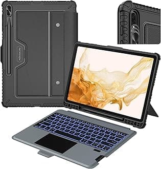 Nillkin for Samsung Galaxy S7 FE/ S7+ Plus/ S8+ Plus 12.4 Inch Keyboard Case,7 Backlight Colors, Magic Trackpad,S Pen Holder,Slide Camera Cover Compatible with Galaxy S8 Plus Tablet Case with Keyboard