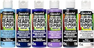 DecoArt Fluid Art Ready-to-Pour Paint Set – Galactic Colors, Set of 6 (4 fl oz Bottles) – Acrylic Pouring Paints for Canvas, Wood & DIY Art Projects