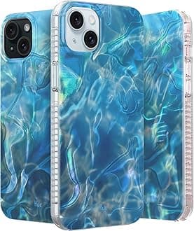 LONLI Hue Case for iPhone 15 - [360° Shock-Absorbent Bumper] - [Cute and Unique Phone Cover for Girls and Women] - Ocean Wave