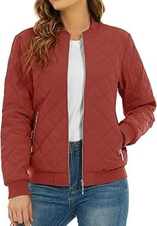 TACVASEN Women's Diamond Quilted Jackets Full Zip Winter Bomber Jacket Padded Coats Casual Warm Jacket with Pockets